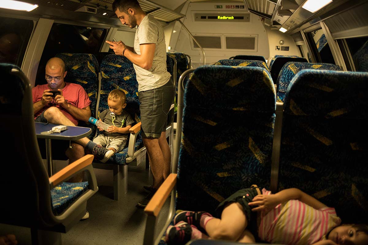 Dans un nouveau train de banlieue entre Nuremberg et Hambourg, 18 Juillet 2015.